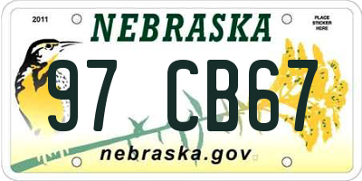 NE license plate 97CB67