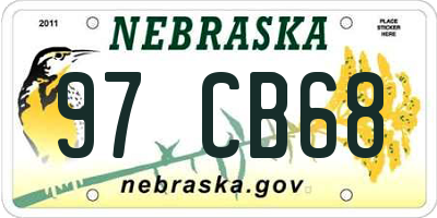 NE license plate 97CB68