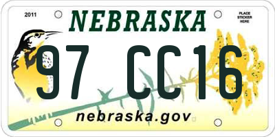 NE license plate 97CC16