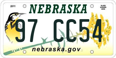 NE license plate 97CC54