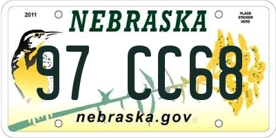 NE license plate 97CC68