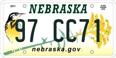 NE license plate 97CC71