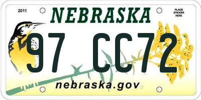 NE license plate 97CC72