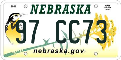 NE license plate 97CC73