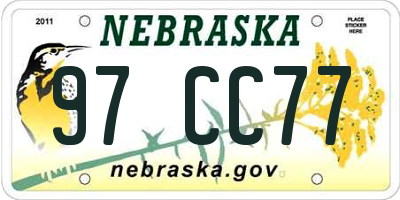 NE license plate 97CC77
