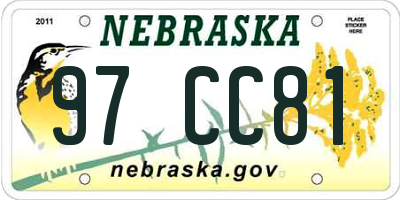 NE license plate 97CC81