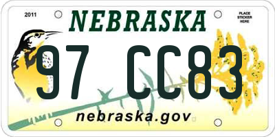 NE license plate 97CC83