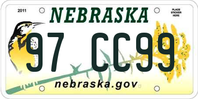 NE license plate 97CC99