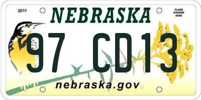 NE license plate 97CD13