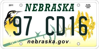 NE license plate 97CD16