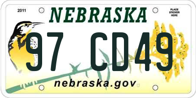 NE license plate 97CD49