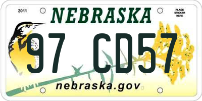 NE license plate 97CD57