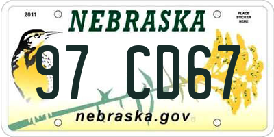 NE license plate 97CD67
