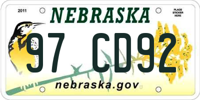 NE license plate 97CD92