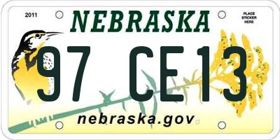 NE license plate 97CE13