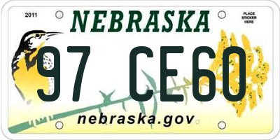 NE license plate 97CE60