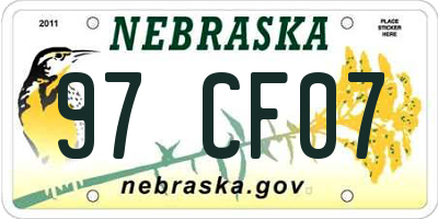 NE license plate 97CF07