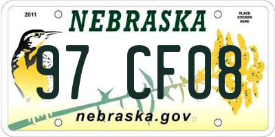 NE license plate 97CF08
