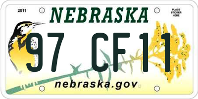 NE license plate 97CF11