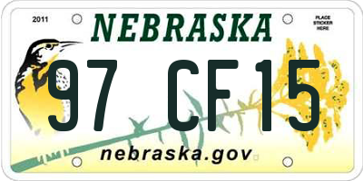 NE license plate 97CF15
