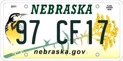 NE license plate 97CF17