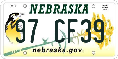 NE license plate 97CF39