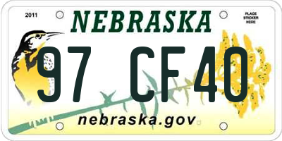 NE license plate 97CF40