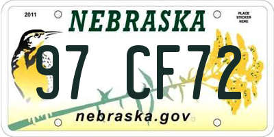 NE license plate 97CF72