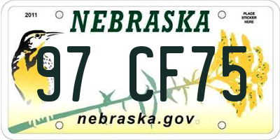 NE license plate 97CF75