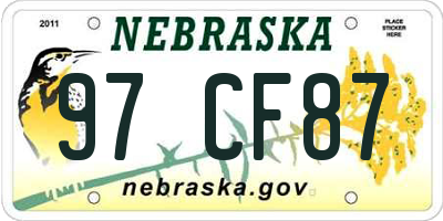 NE license plate 97CF87