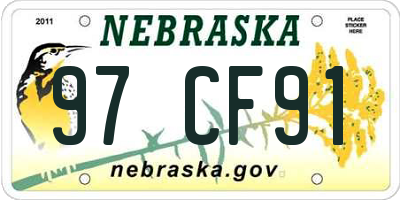 NE license plate 97CF91