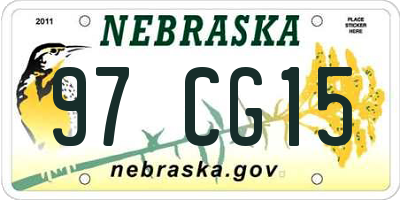 NE license plate 97CG15