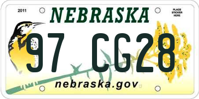 NE license plate 97CG28