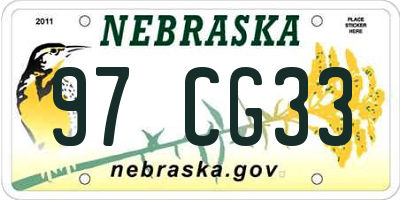 NE license plate 97CG33