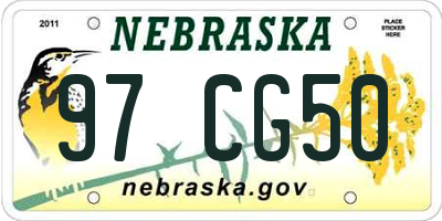 NE license plate 97CG50