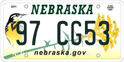 NE license plate 97CG53