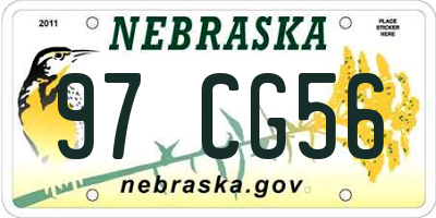 NE license plate 97CG56