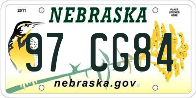 NE license plate 97CG84