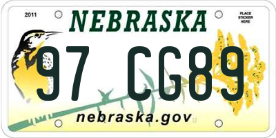 NE license plate 97CG89