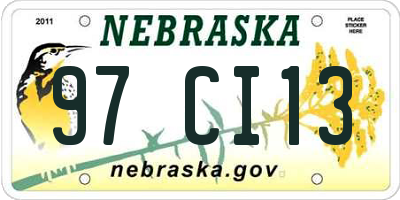 NE license plate 97CI13