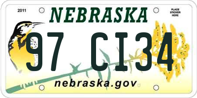 NE license plate 97CI34