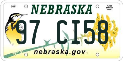 NE license plate 97CI58