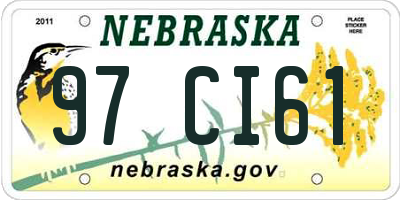 NE license plate 97CI61