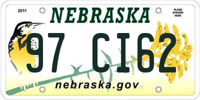 NE license plate 97CI62