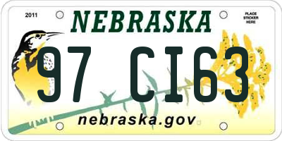 NE license plate 97CI63
