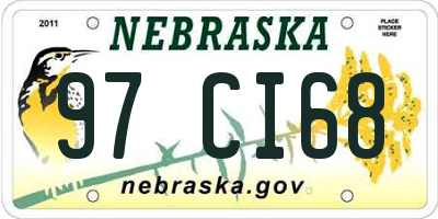 NE license plate 97CI68