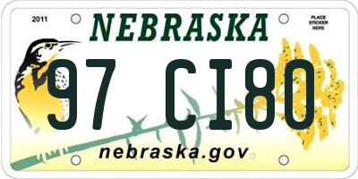 NE license plate 97CI80
