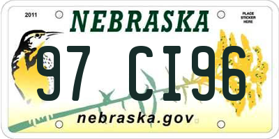 NE license plate 97CI96