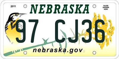 NE license plate 97CJ36