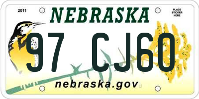 NE license plate 97CJ60